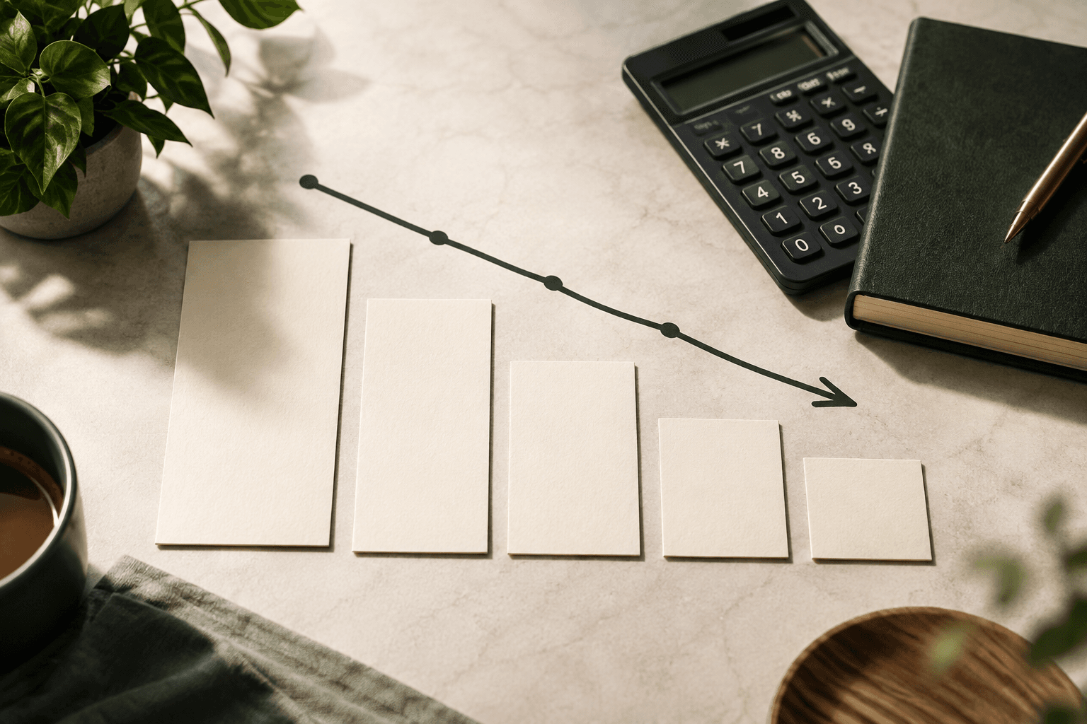 Debt balances declining along a payoff progress line
