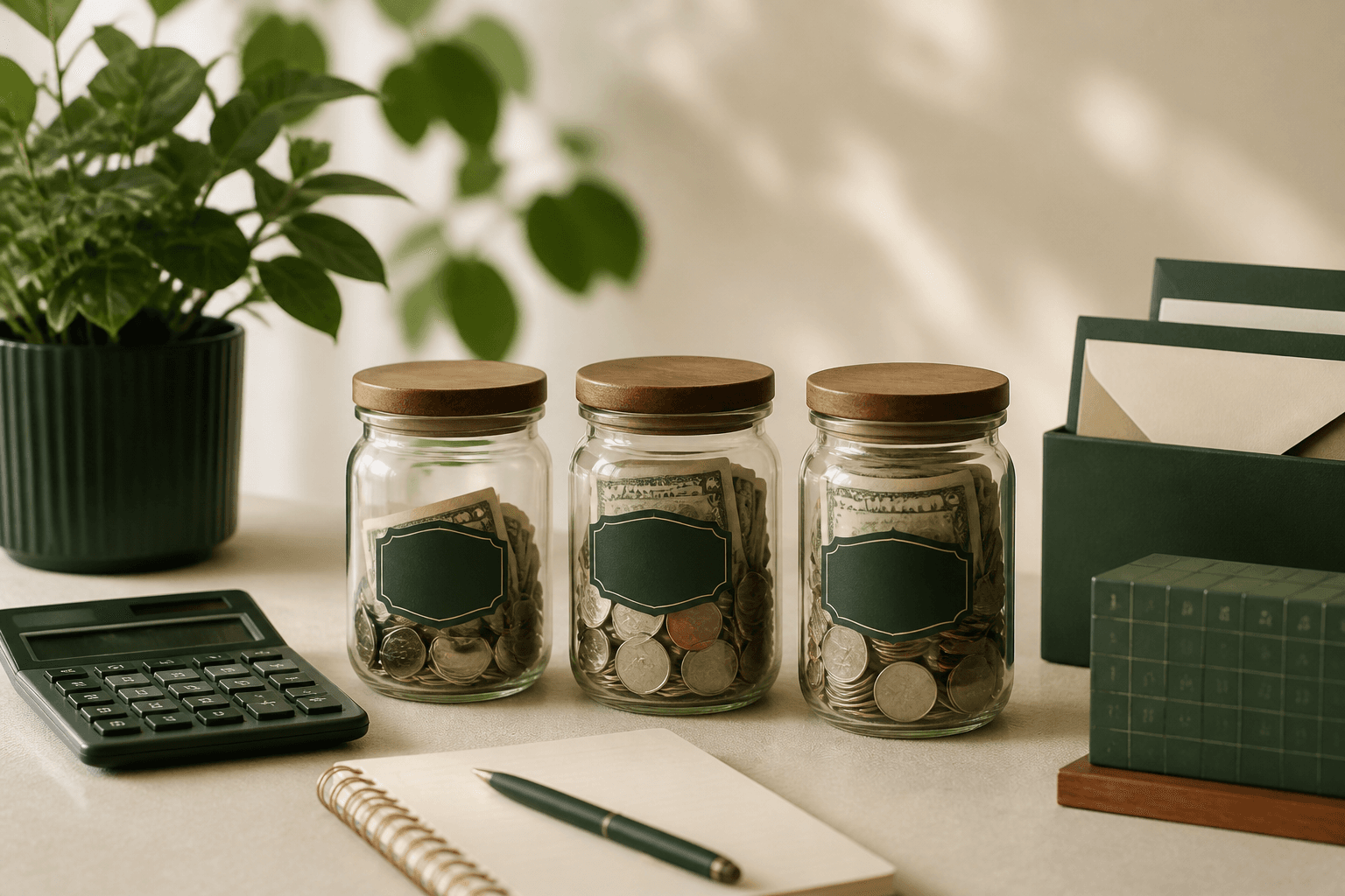 Three savings jars representing emergency-fund coverage scenarios